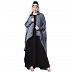 Designer Shirt style Kaftan with inner abaya-Grey-Black